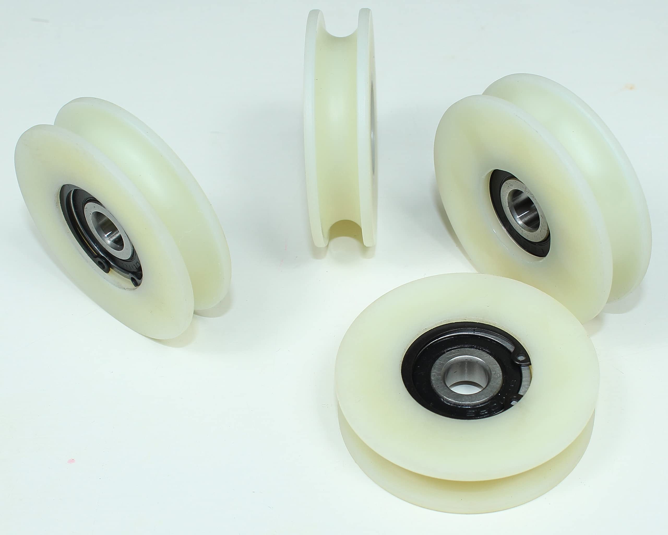 Lot de 4 roues de poulie en nylon avec rainure ronde de 10 mm, diamètre 60 mm, roulement 10 mm, capacité 50 kg, usinées avec précision dans l'UE (60-10-10)
