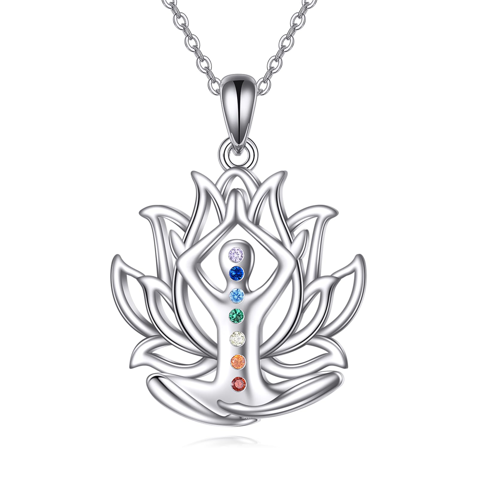 YAFEINI Chakra Ketten für Damen Sterling Silber Baum des Lebens/Schutzengel Flügel/Schmetterling Kreuz Halskette Muttertags Geschenk für Frauen Mädchen