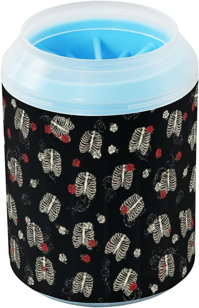 Gothic Skeleton Rose Black Dog Paw Cleaner Dog Foot Cleaner Cup
