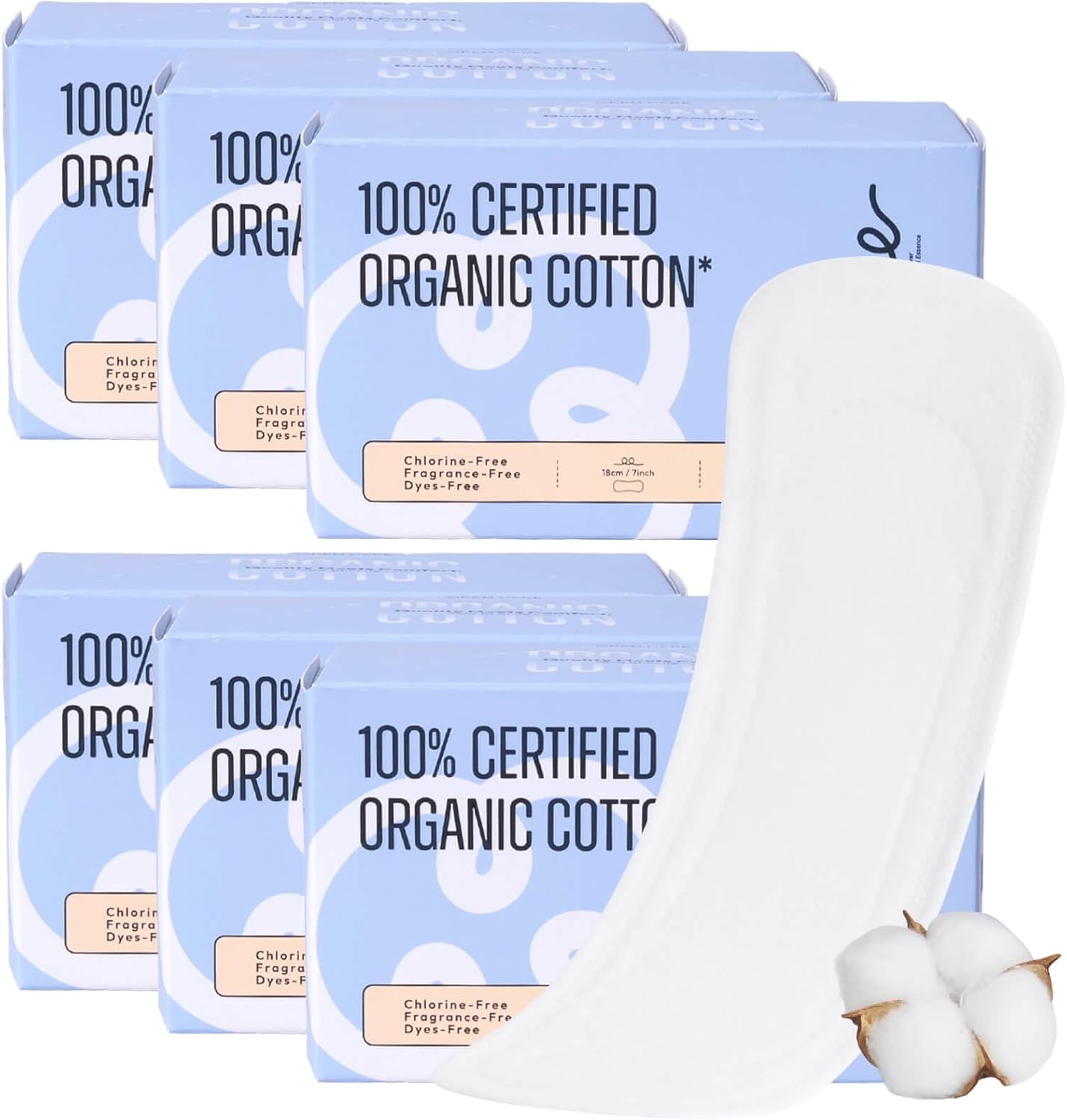 Organic cotton panty liners long, 192 count, unscented