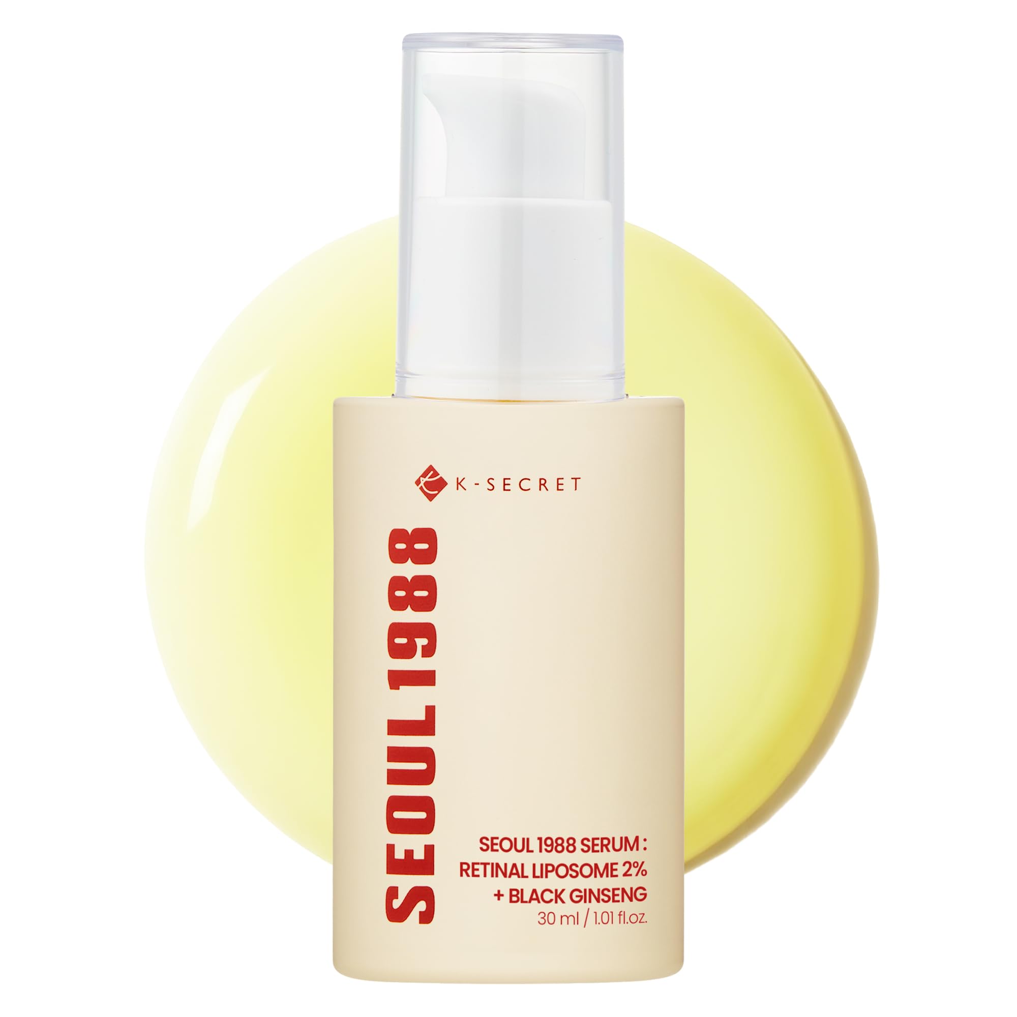 KSECRET SEOUL 1988 Serum : Retinal Liposome 2% + Black Ginseng, 30ml/1.01fl.oz | 58% Black Ginseng Extract with Retinal, Bakuchiol, Vitamin C & 3 Peptides for Wrinkle Care | Korean Skincare |