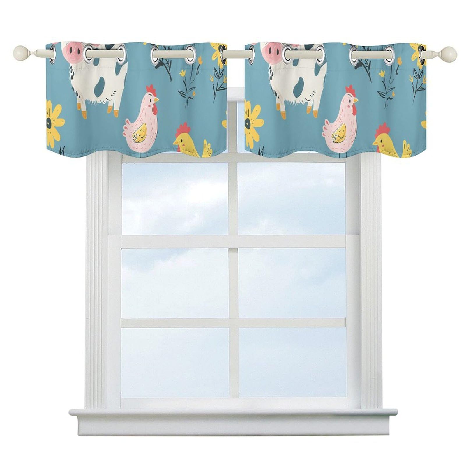Rideaux de cuisine isolants avec motif animal de la ferme rideau thermique fenêtres