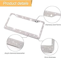 Vista 3 de Marco de matrícula de automóvil con diamantes de imitación brillantes, cubierta / soporte de placa de matrícula de acero inoxidable, universal