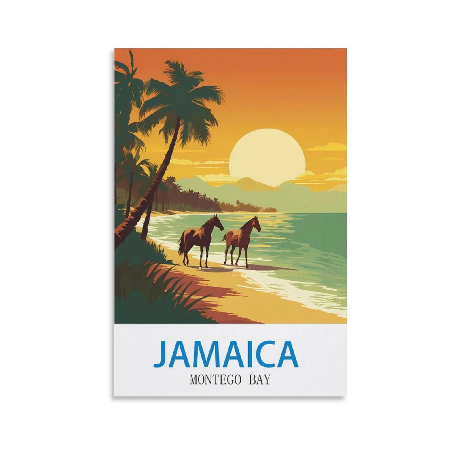 FUUDANG Jamaica Montego Bay Vintage Travel Poster 08x12inch(20x30cm) Canvas Art Poster And Wall Art Picture Print Modern Family Bedroom Decor Posters