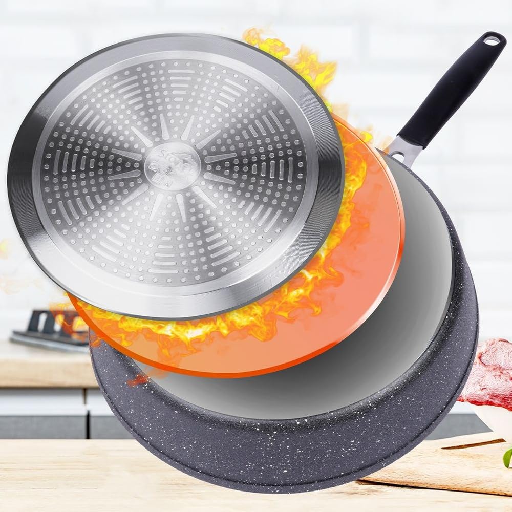 orion group Pfanne Granit Antihaftbeschichtete mit Deckel Stoner 28 cm | Bratpfanne, Beschichtung