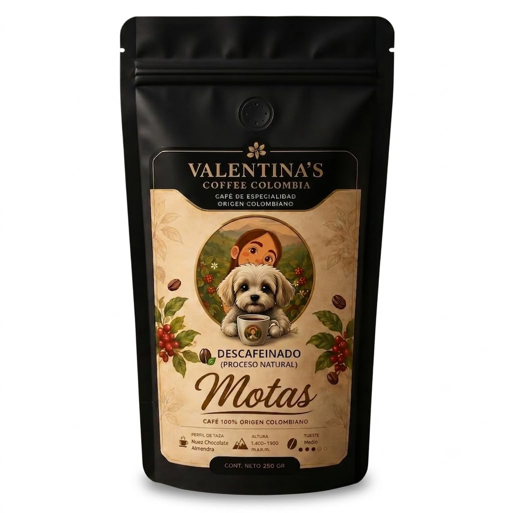 Valentina's Coffee | Motas | 1000 gr | En Grano | Sabor Chocolate. con notas de nuez y almendra | Intensidad Media | 100% Café Colombiano de Especialidad