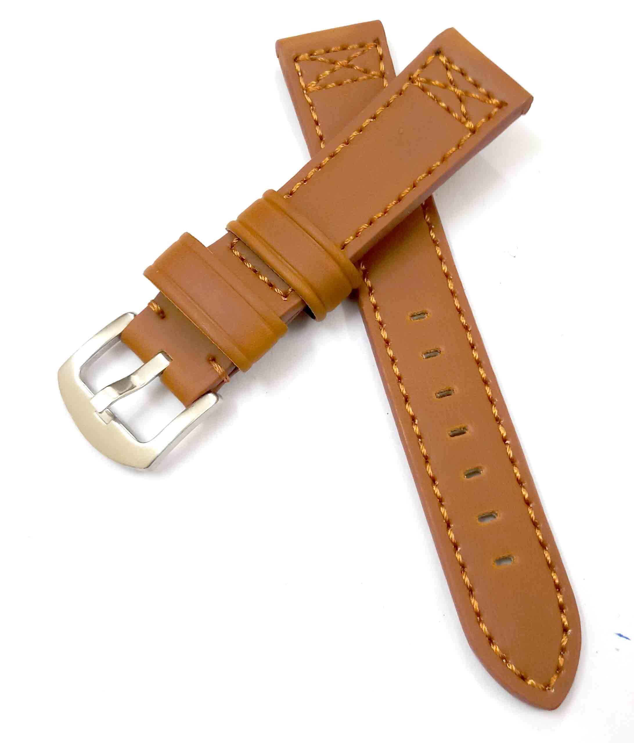 Ewatchaccessories 20mm Genuine Leather Tan Watch Band Strap for Men and Women | Comfortable and Durable Material | Silver Buckle-Q3 (B0B6ZRQJCV) Amazon Price History, Amazon Price Tracker
