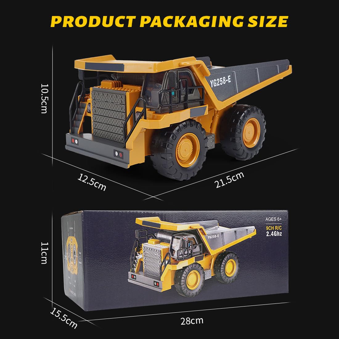 Alloy Engineering Mining Truck dla dorosłych, skala 1/24 2,4 G 9CH stop RC wywrotka górnicza ze światłami i efektami dźwiękowymi, maksymalna nośność wynosi do 2,5 kg