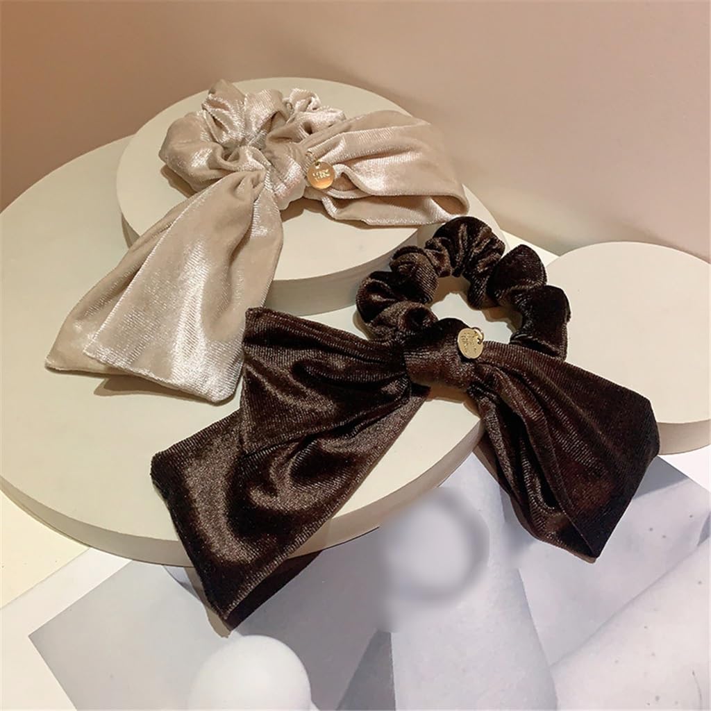 Retro French Good Match Asymmetrical Velvet Hair Circle Ornaments Autumn and Winter