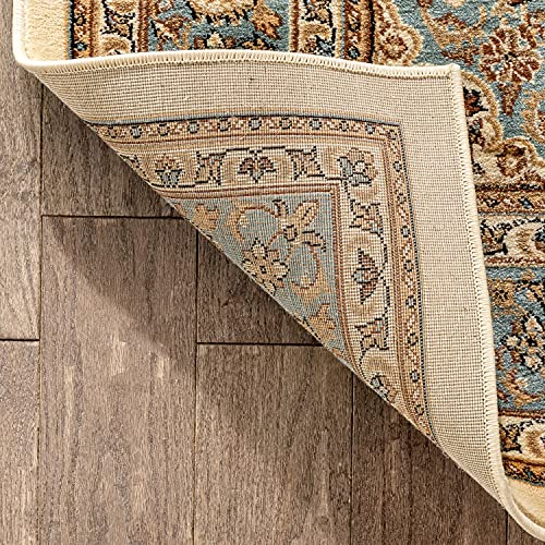 Sultan Medallion Ivory Blue Oriental Area Rug (3'11" X 5'3") Persian Floral Traditional Easy Clean Stain Fade Resistant Shed Free Modern Classic Contemporary Thick Soft Plush Living Dining Room #TOP2