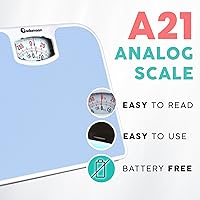 Vista 2 de Adamson Báscula analógica A21 para peso corporal, hasta 300 libras, superficie de goma antideslizante + números grandes, báscula de baño analógica