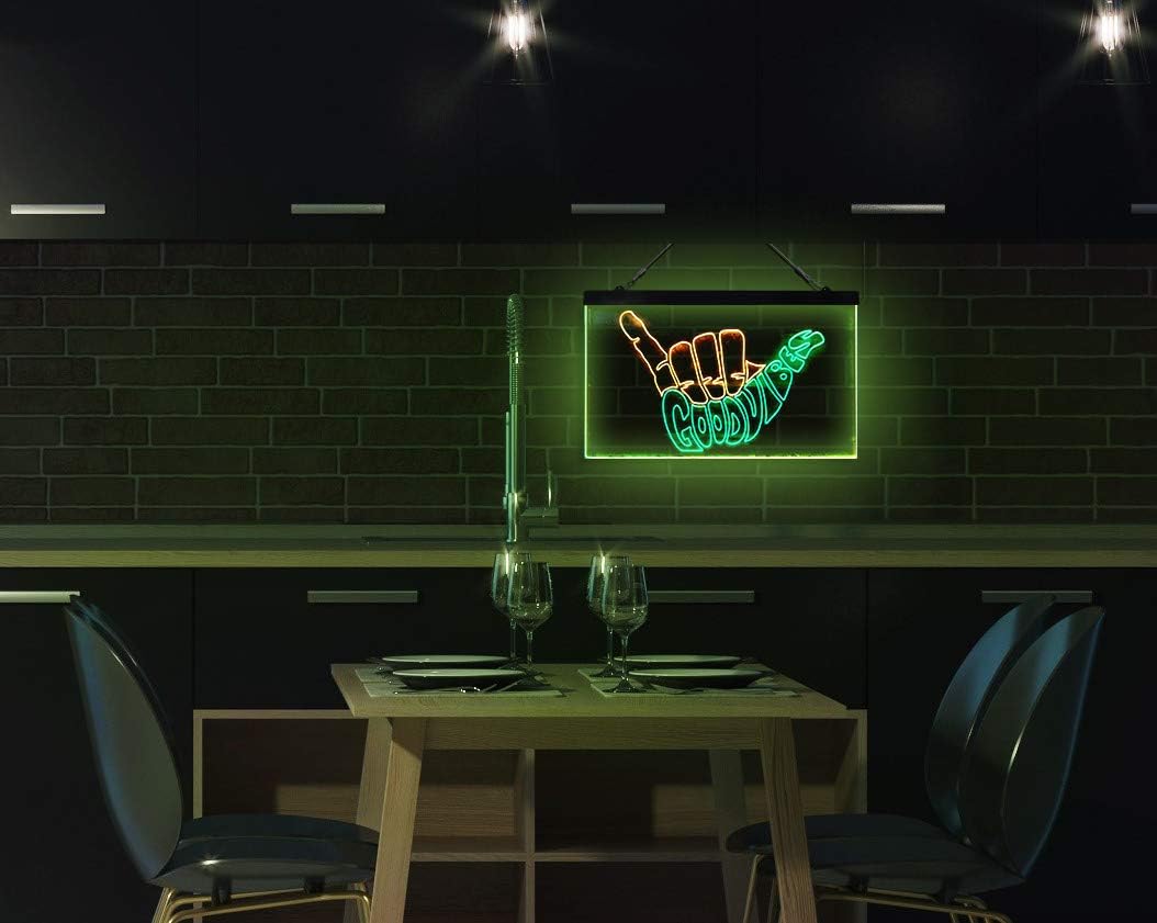 ADVPRO Good Vibes Only Hand Party Decoration Dual Color LED Neon Sign Green & Yellow 12" x 8.5" st6s32-i1076-gy