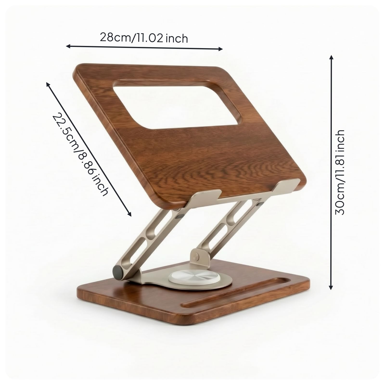Soporte Plegable para Portátil Ventilado, Madera Cerezo