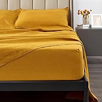 Vista 31 de S VICTORY SYMBOL Sábana bajera ajustable 100% de lino orgánico 78"x80" Cubrecolchón 1 Pieza, Bolsillo Profundo de 16 pulgadas, Ropa de Cama de Lino