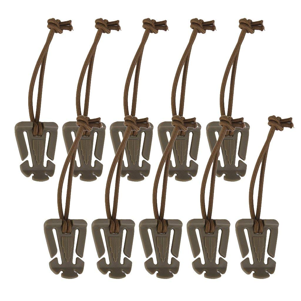 WarmHeartting Wildoor MOLLE Web Dominators with Elastic String Tactical Gear Clip Backpack Attachments Multipurpose Web Fastener for Outdoor Hydration Tube Backpack Straps Management (Pack of 10)