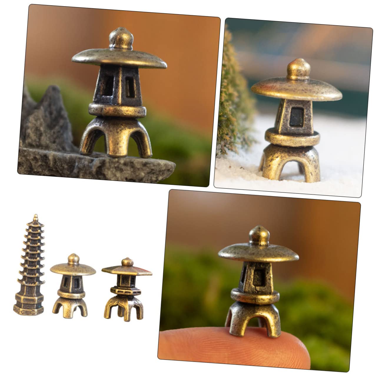 ABOOFAN 15pezzi Mini Tower Pavilions Decor Alloy Zen Garden Fish Tank Ornament Lightweight Landscape Statues for Tabletop and Outdoor Use