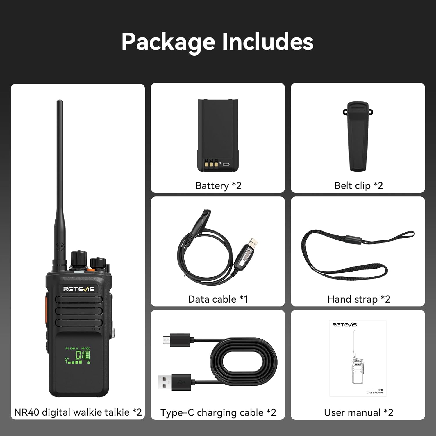 Retevis NR40 Package Contents