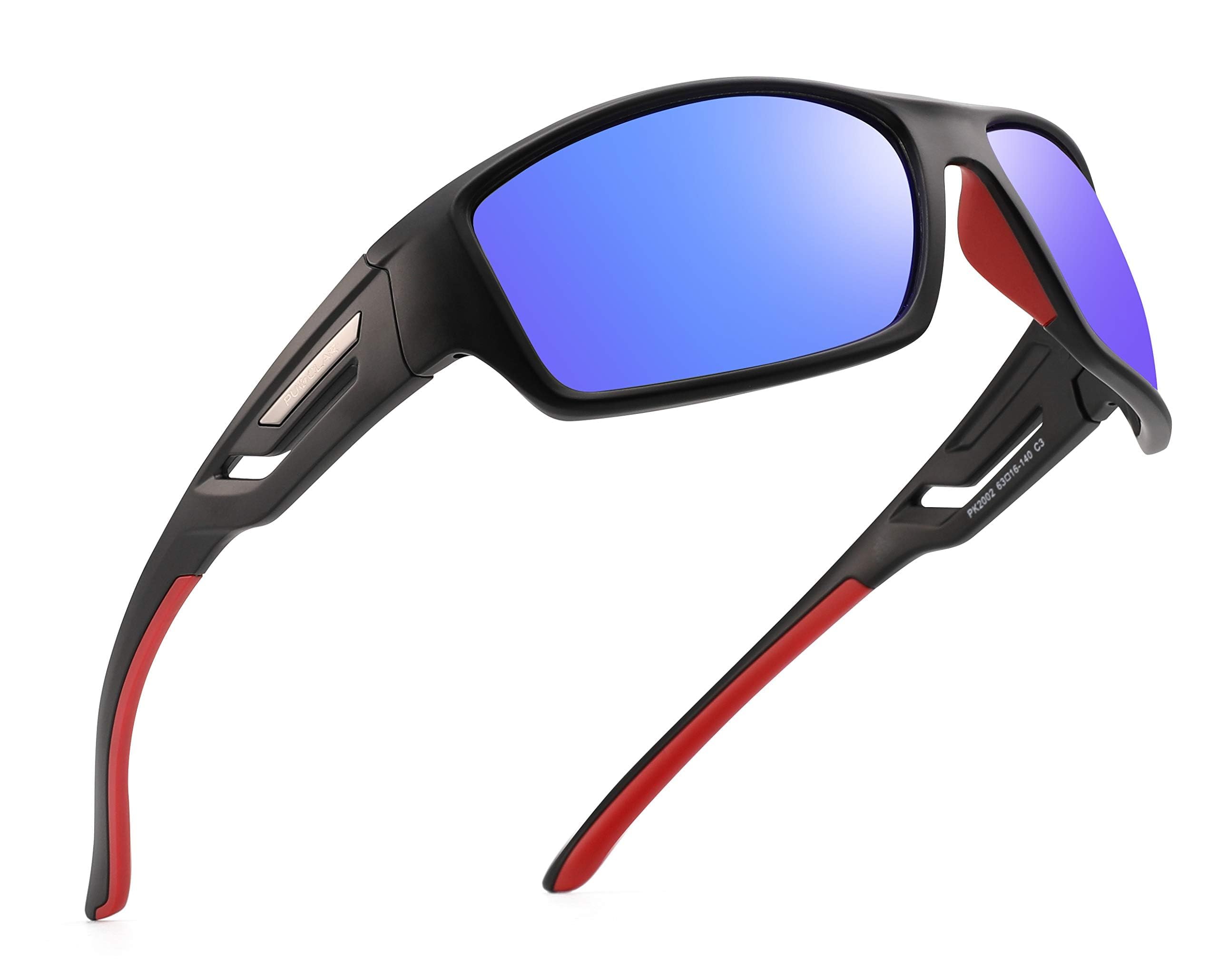 PUKCLAR Polarisierte Sportsonnenbrille Herren & Damen, UV400 Schutz Kat.3 | Leichter TR90-Rahmen entlastet Nasenrücken. Polarisierte UV400-Kat.3-Gläser blocken UV-Strahlen, universeller Outdoor-Einsatz
