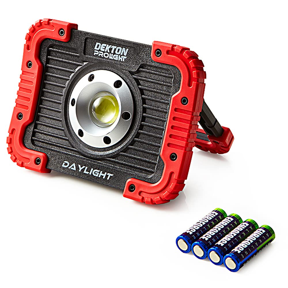 DEKTON Pro Daylight Moonlight XW COB Ultra Bright Floodlight Torch with Stand, Dust and Splash Proof 750 Lumens 100m EAM Distance with Batteries