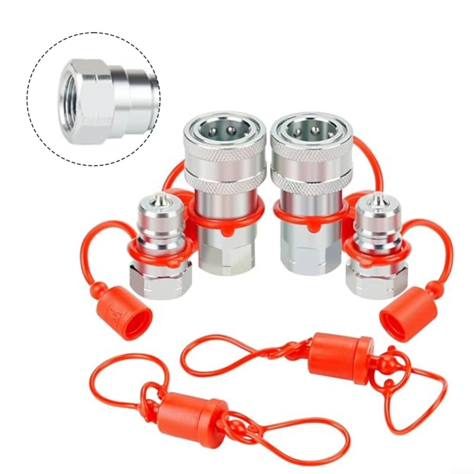 ISO7241-A Ensemble de raccords hydrauliques à connexion rapide en acier au carbone avec bouchon anti-poussière NPT 1/2 1/4 3/8" pour l'industrie de la construction agricole (NPT1/2)