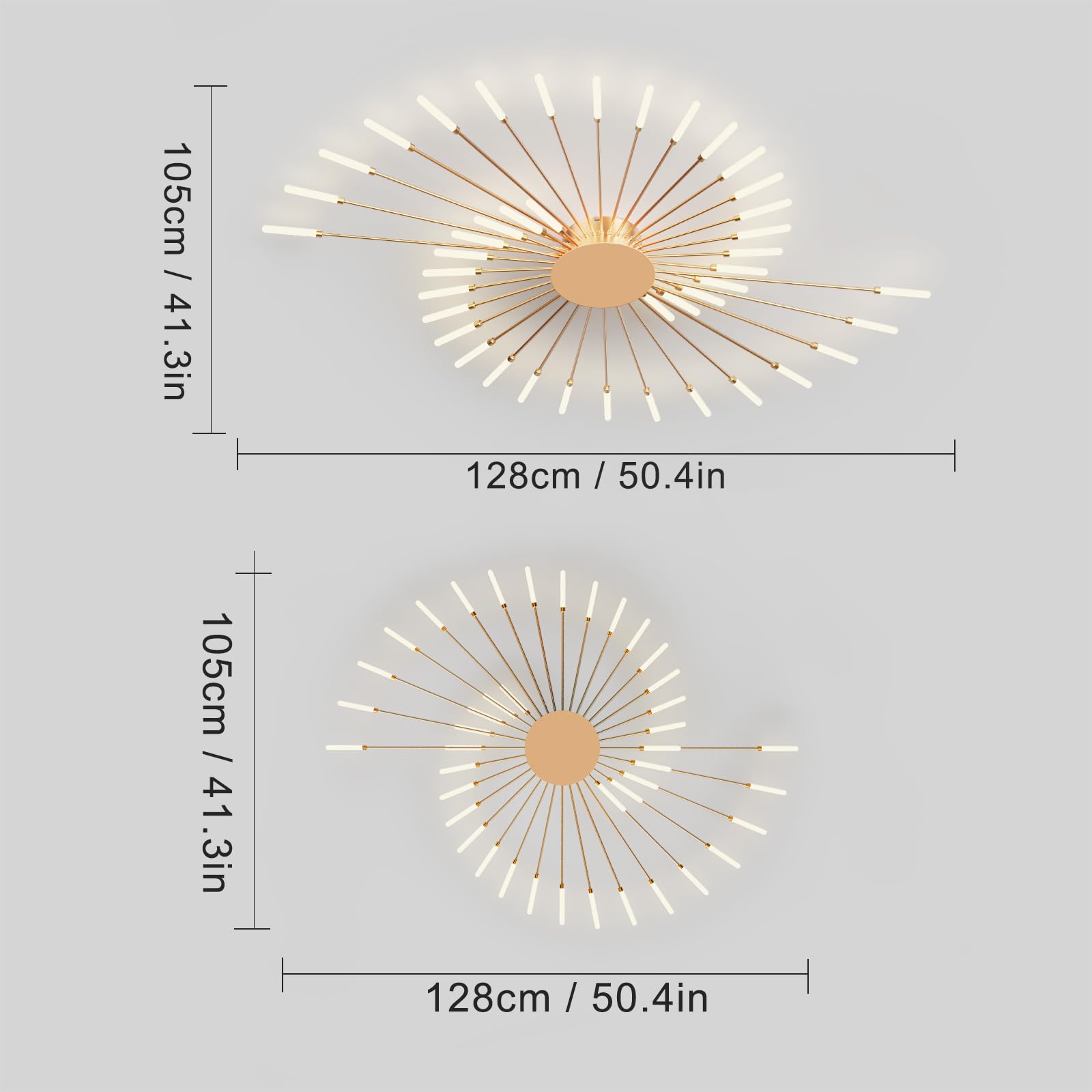 Plafoniera LED Soffitto, Plafoniera Lampada Da Salotto Moderna, Acrilico Lampadario LED Soffitto per Soggiorno Camera Da Letto Cucina Ufficio, Luce Neutra (42 teste, oro)