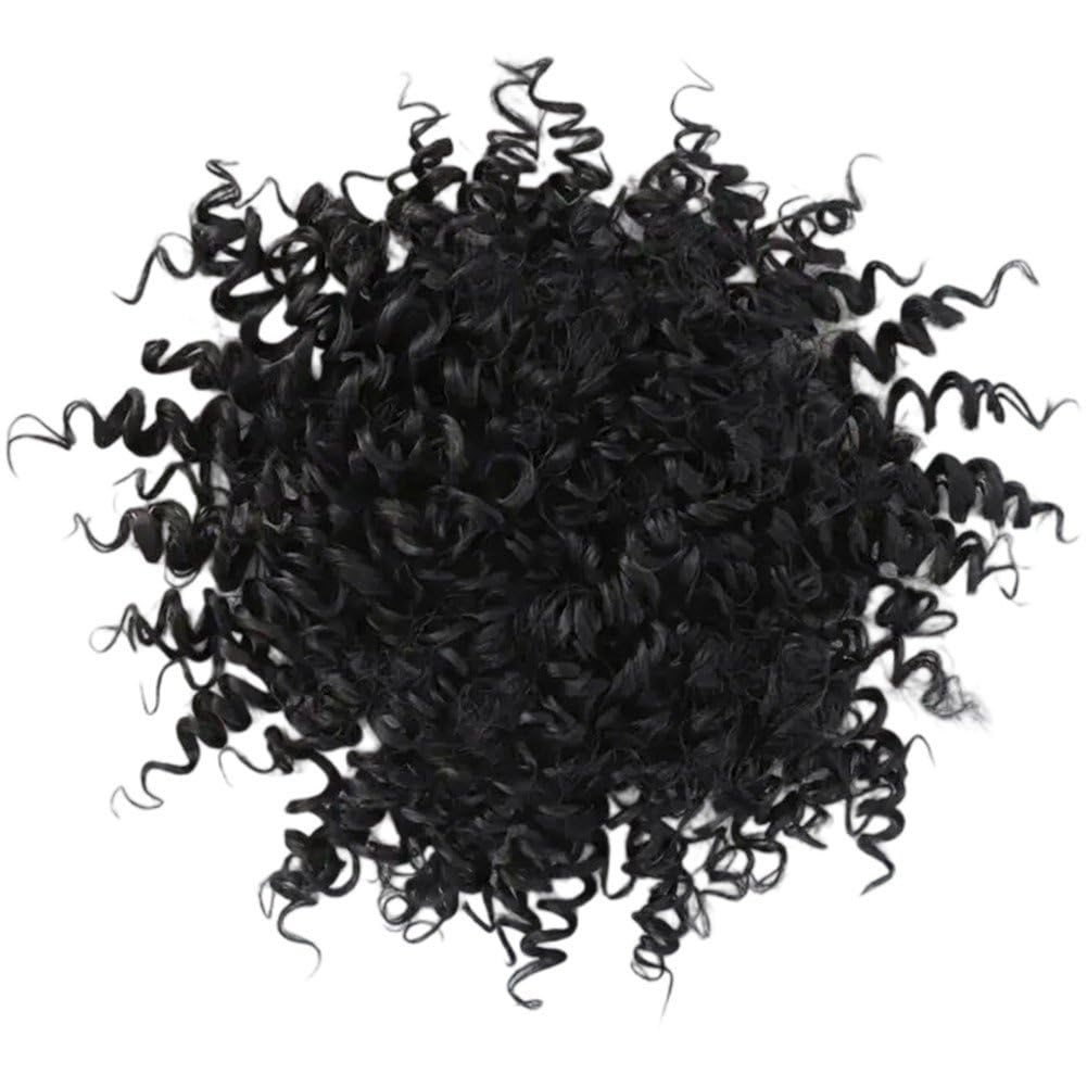 Ppmter Afro Curly Wave Hair Ponytail Short Kinky Curly Wavy Wrap Synthetic Hair Bun Chignon Puff Ponytail Hair Pieces Hair Extensions Wig for Women