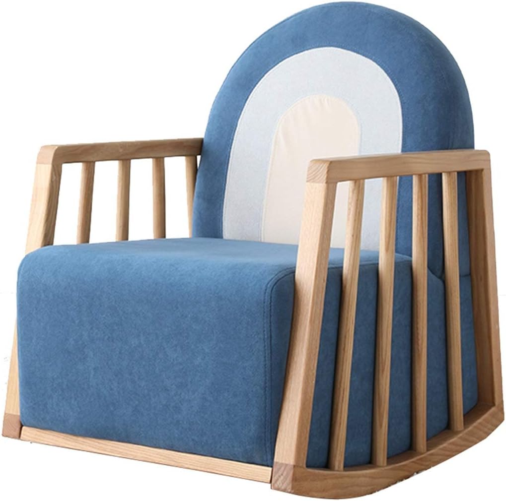 Girls Armchair Creative Rainbow Reading Corner Sofa Chair for Boys Girls Cute Cartoon Comfortable Flannel Rocking Chair Easy Assembly (Color : Blue Size: 656cm) (Blue+Primary Color