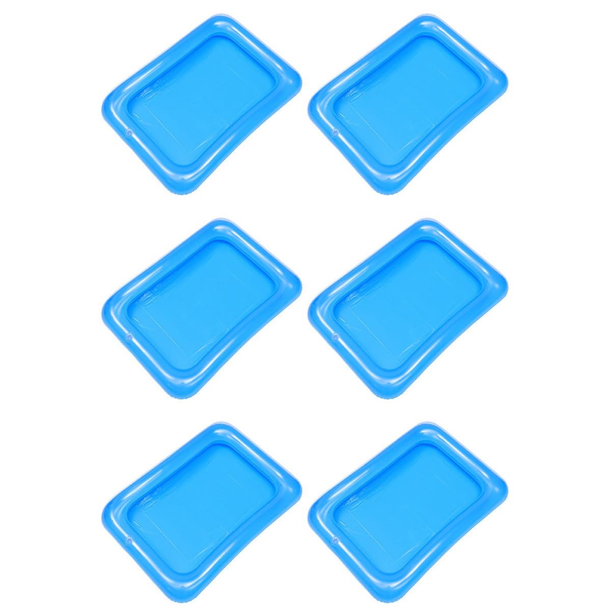 TOPBATHY 6pcs Inflatable Ice Serving Trays Blue Pvc 60x45cm Ice Food Cooler Holders for Buffet and Party Tabletop Serveware
