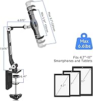 Vista 9 de suptek Soporte de escritorio de aleación de aluminio para teléfono celular, soporte para tableta de 360° y soportes ajustables para iPad, iPhone