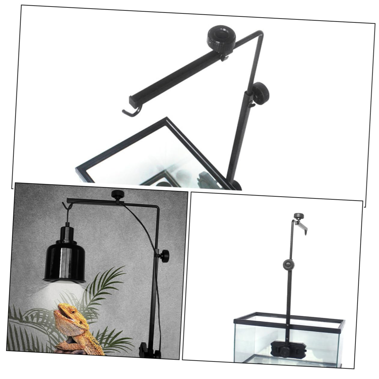 Mipcase Supporto Luce Acquario Supporto Luce Terrario Accessori Per Acquari o Per Dell'acquario o Per Lampada Appendiabiti Per Lampada Rettile Black Ferro Da Stiro