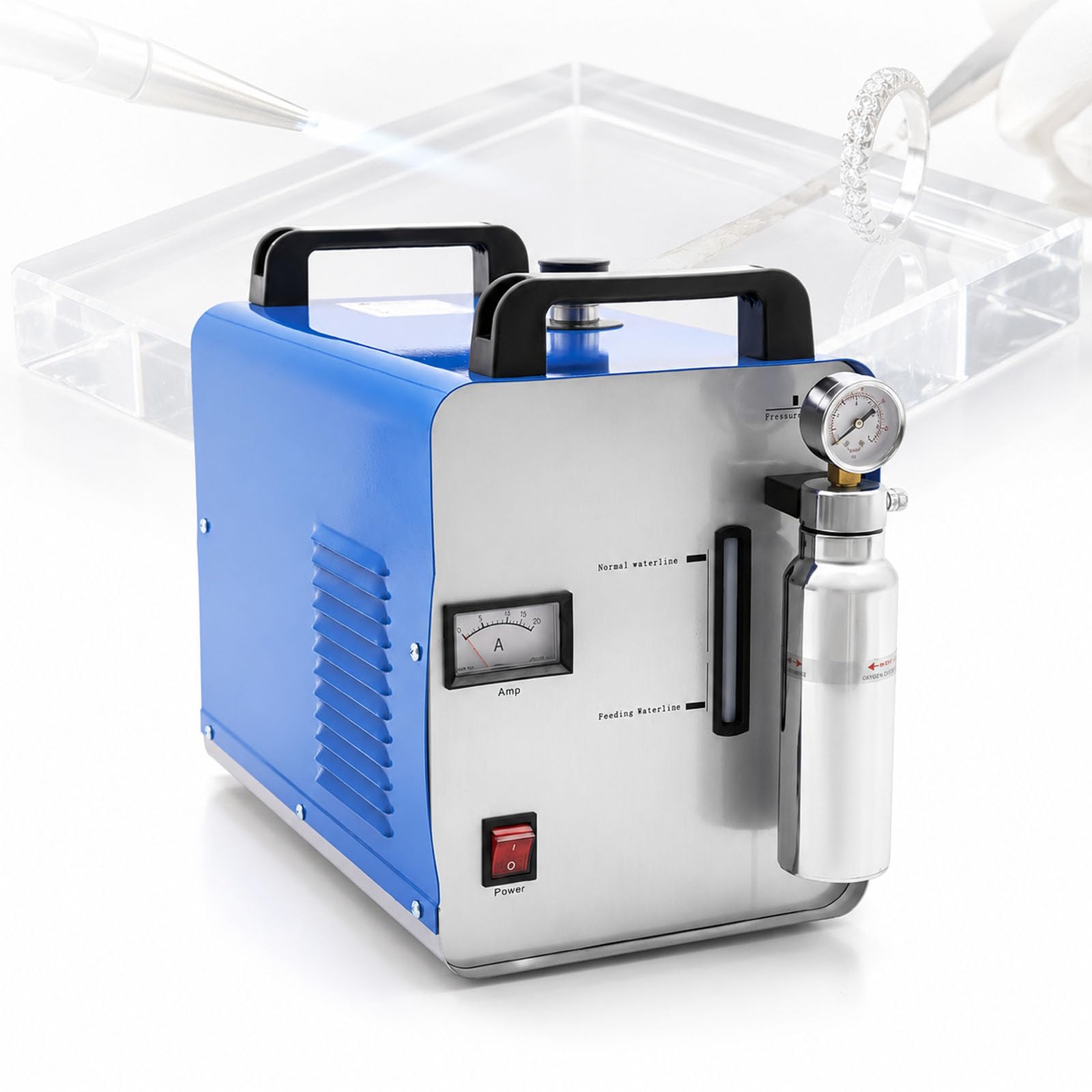 Acrylic Welder Flame Polishing Machine, Oxygen Hydrogen Welder Machine, 450W, 75L/h, Water Welder, Portable with Ammeter & Pressure Gauge for DIY Hobbyists and Artisans for Acrylic Edge Polishing