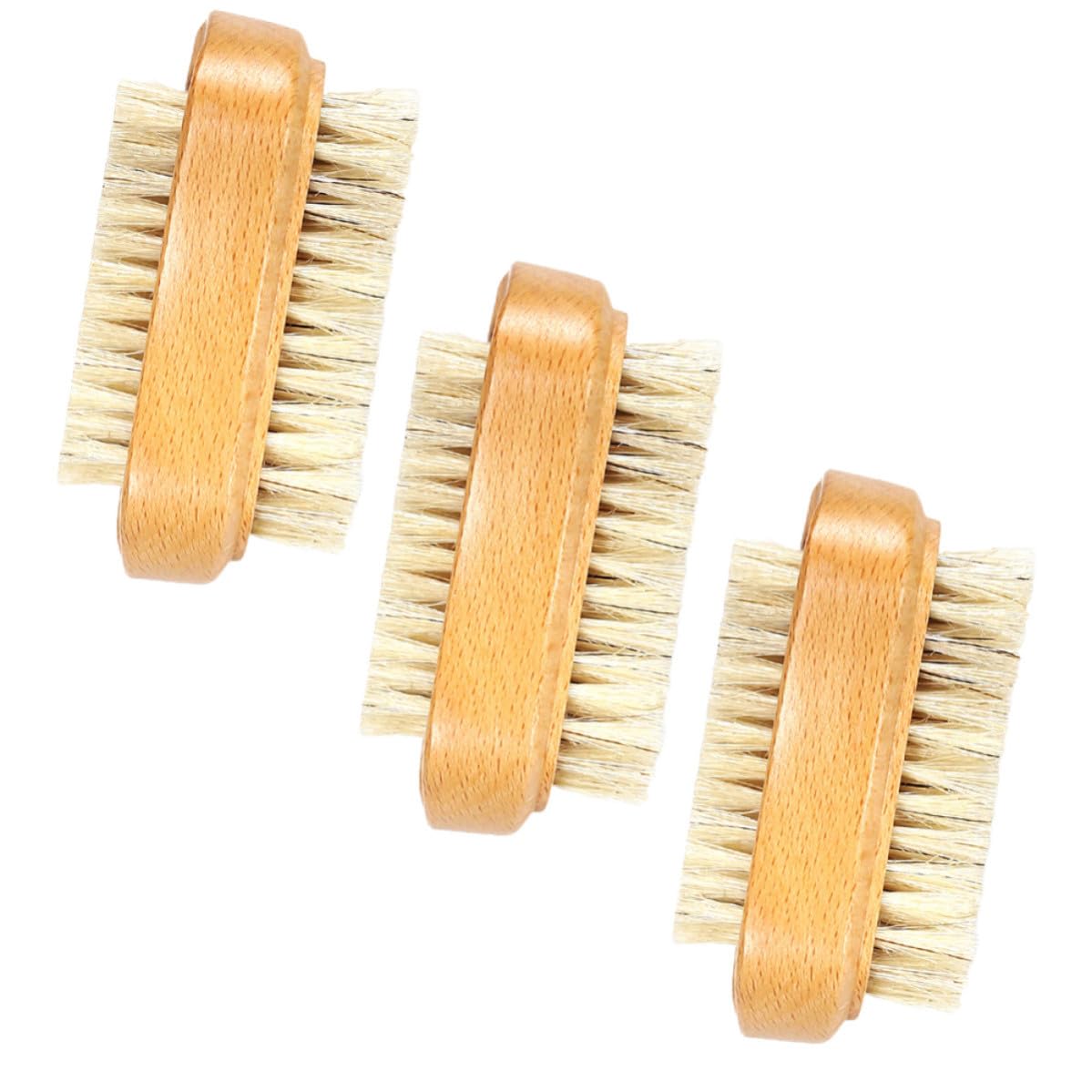 Cepillo de manicura Housoutil de madera de haya fina y cerdas claras de doble cara, 3 piezas 8