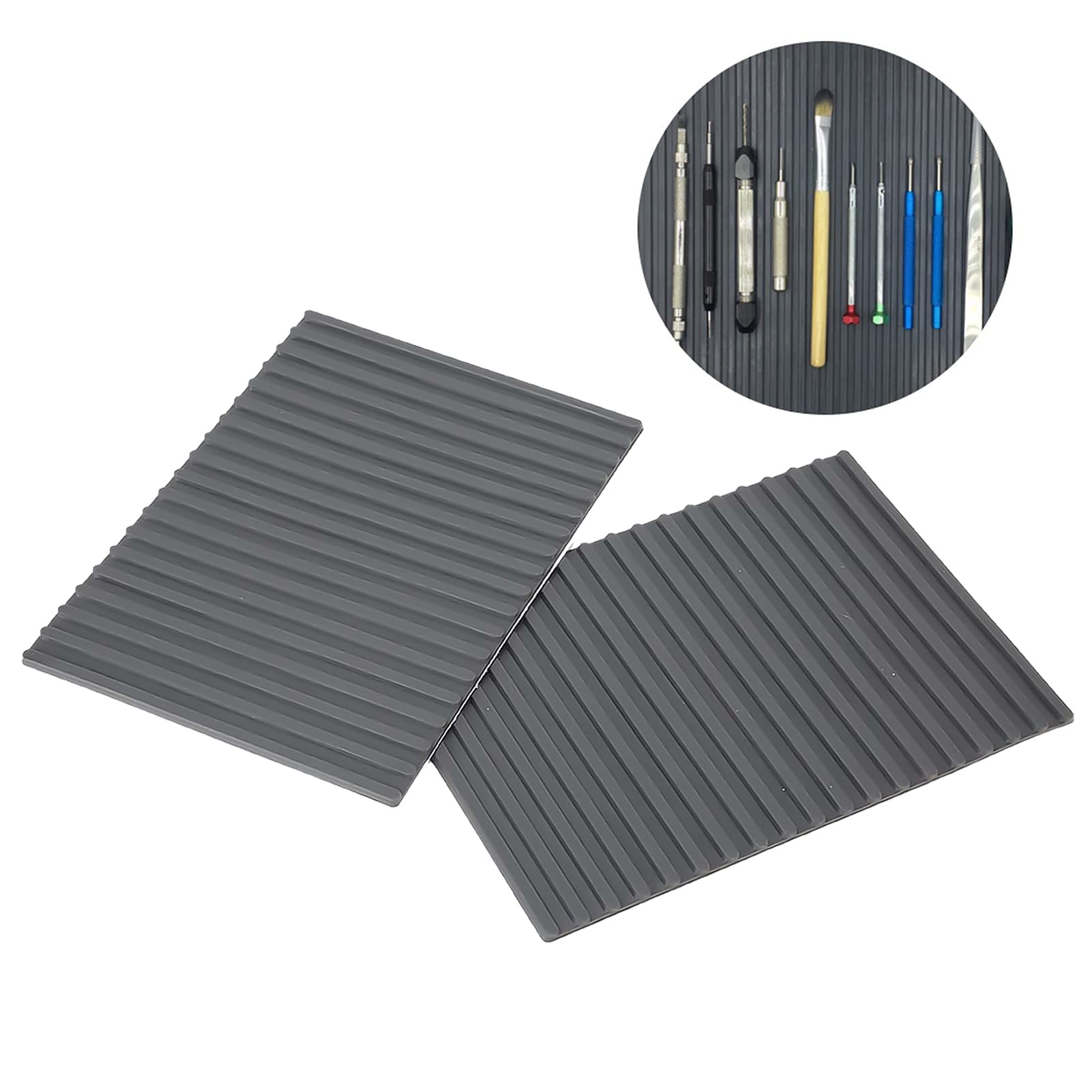 Dauerhaft 2Pcs Watch Repairing Rubber Mat, Anti Slip Watch Mat, Multi Functional Watch Jewelry Working Mat, Watch Tools Storing Supplies, For Watchmakers