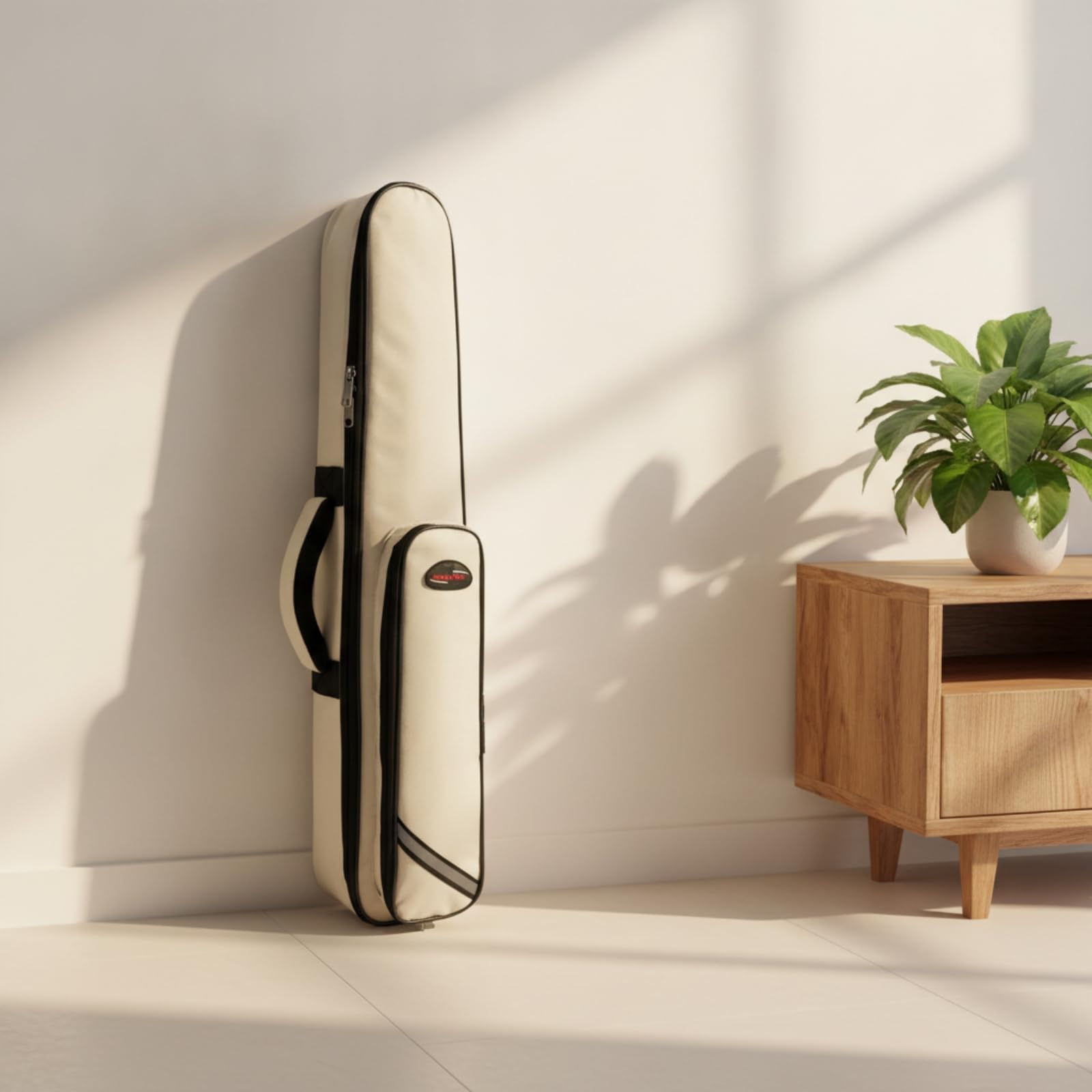 Custodia con Tasca Esterna Imbottita Borsa con Maniglia Compatta per Musicisti, Studenti di Musica, Array, Bianco Sporco