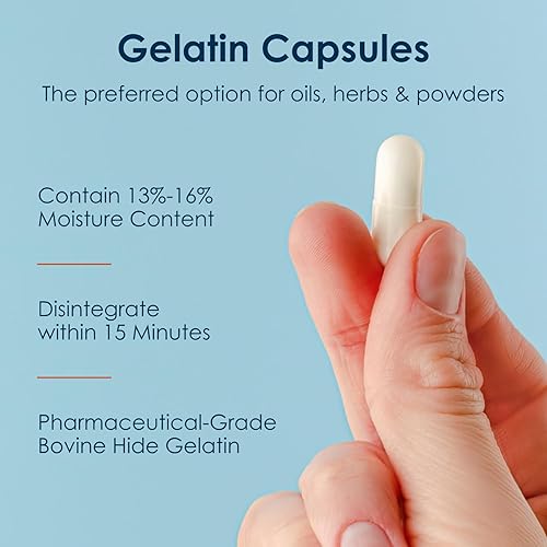 Miniatura 7 de Capsuline Cápsulas de gelatina vacías tamaño 4, negrotransparente, 1000 unidades, sin gluten, Kosher, con certificación OGM  Pastillas bovinas puras