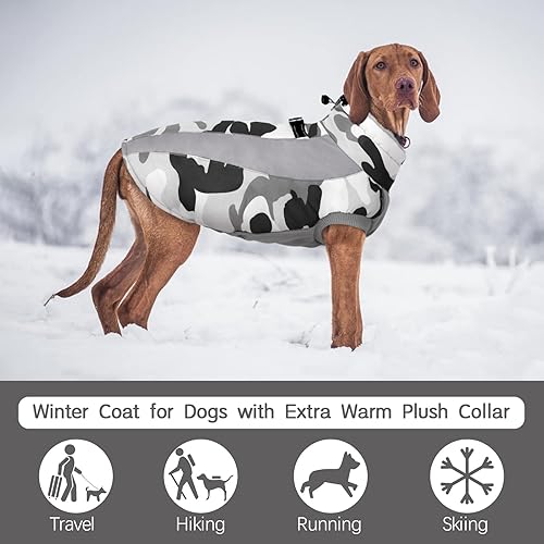 Miniatura 5 de FUAMEY - Abrigo de invierno para perro, chaqueta cálida con forro polar suave, impermeable, resistente al viento, chaleco de forro polar para perros