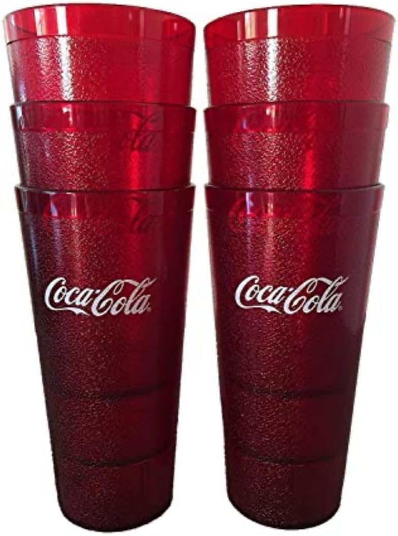 Supply Depot Compatible with Coca Cola Restaurant Red Plastic Tumblers 32oz, pack of 6