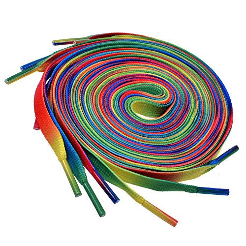 Cosmos 3 Pair 51 inches Long Neon Flat Shoe Shoelaces Shoe laces (Rainbow)