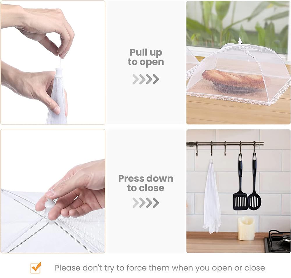 Roysmart Mesh Material Fly Cover, Pack of 2 Fly Covers for Food, Foldable Cake Cover, Fly Screen, Food Cover, Perfect Fly Protection for Food, Fruit, BBQ 1
