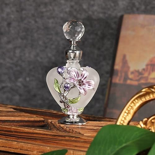 Miniatura 6 de Vctitil Botella de perfume Elegante botella recargable en forma de corazón portátil para decoración de boda, regalos de cristal de metal envejecido,
