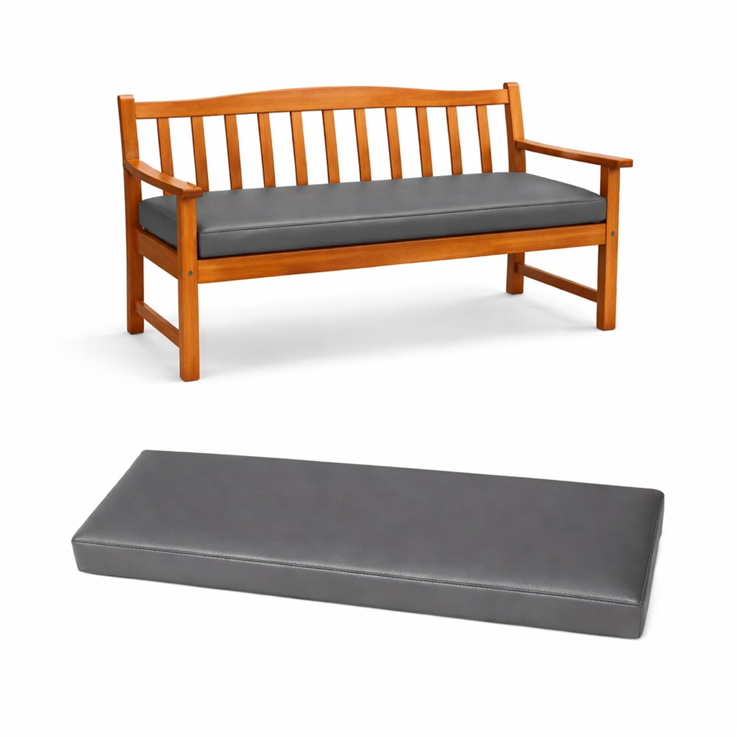 Banc d'extérieur imperméable 200cm coussin gris foncé déhoussable jardin