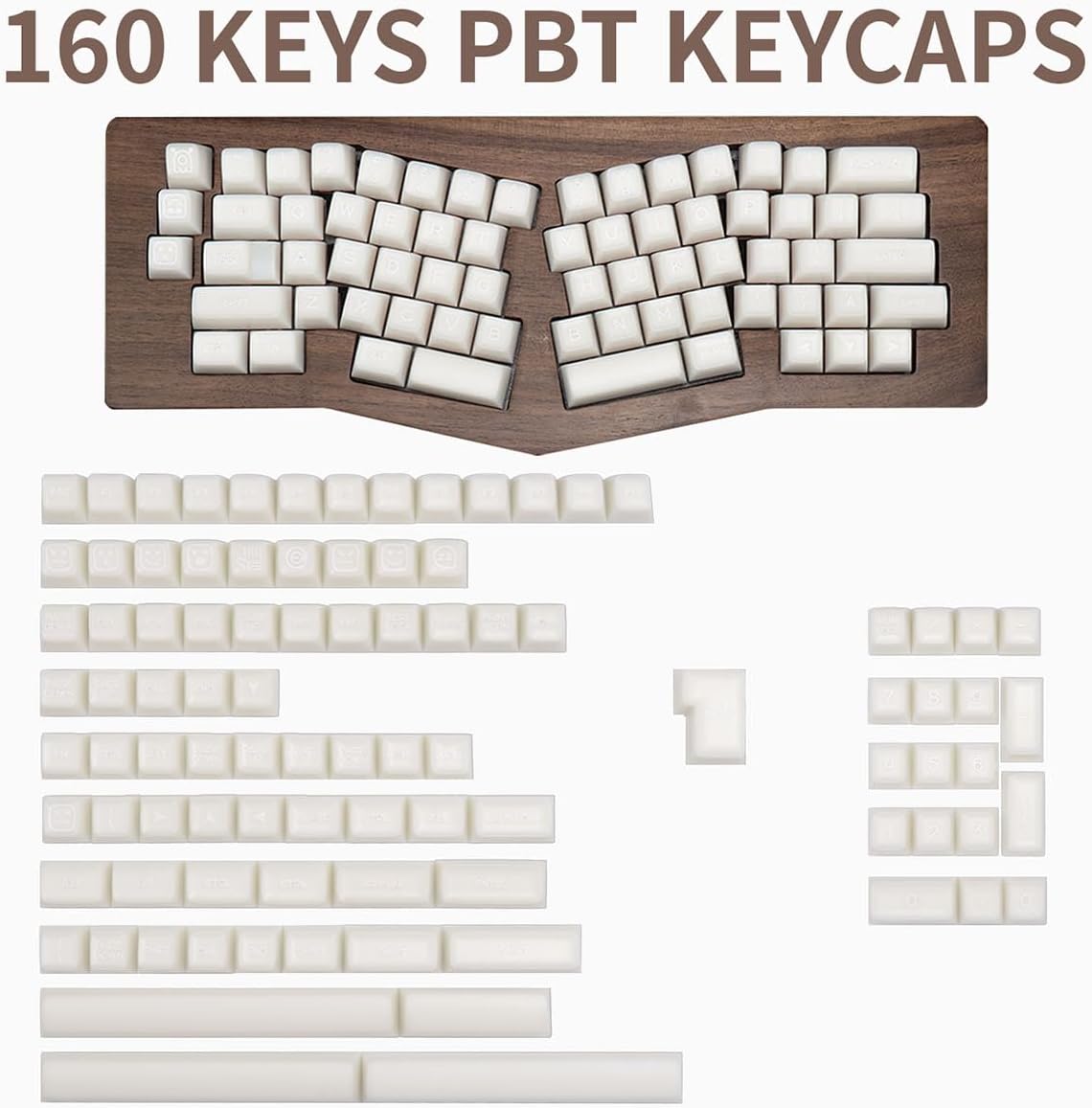 White Jade Keycaps, Double Shot SA Profile Keycaps PBT Material