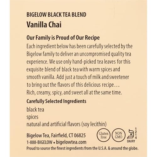 Bigelow Vanilla Chai Black Tea, Caffeinated, 20 Count (Pack Of 6), 120 Total Tea Bags #TOP4
