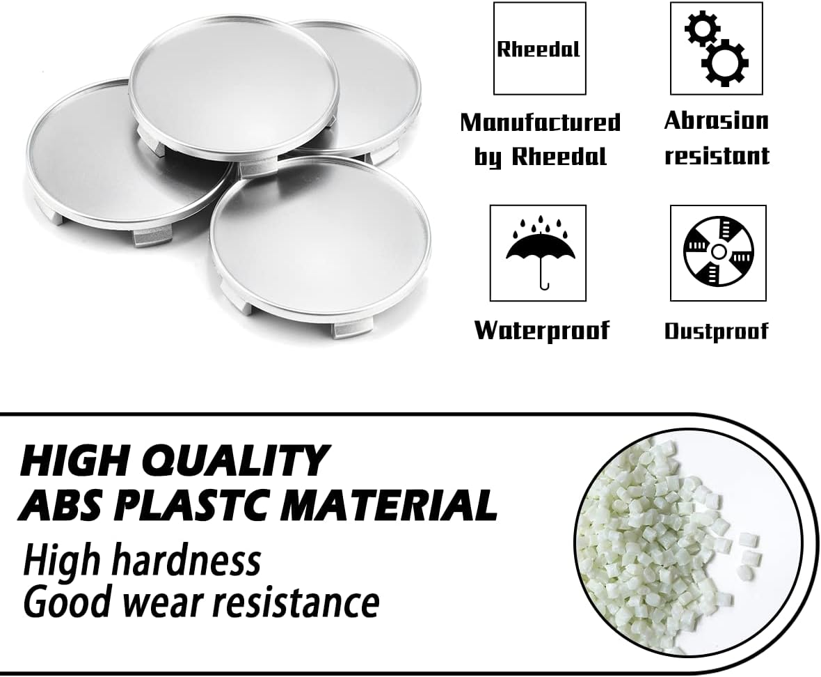 4Pcs 68mm(2.7inch) Wheel Center Caps for BMW 1 3 5 6 7 X Z Series Wheel Rim Replacement 36136783536 Hub Cap, (Silver, Out 68mm, Inner 65mm)