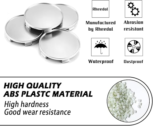 Miniatura 6 de Rheedal 4 tapas centrales de rueda de 2.72 pulgadas para llantas de BMW Series 1 3 5 6 7 X Z, plateadas, 2.72 pulgadas, interior de 2.52 pulgadas