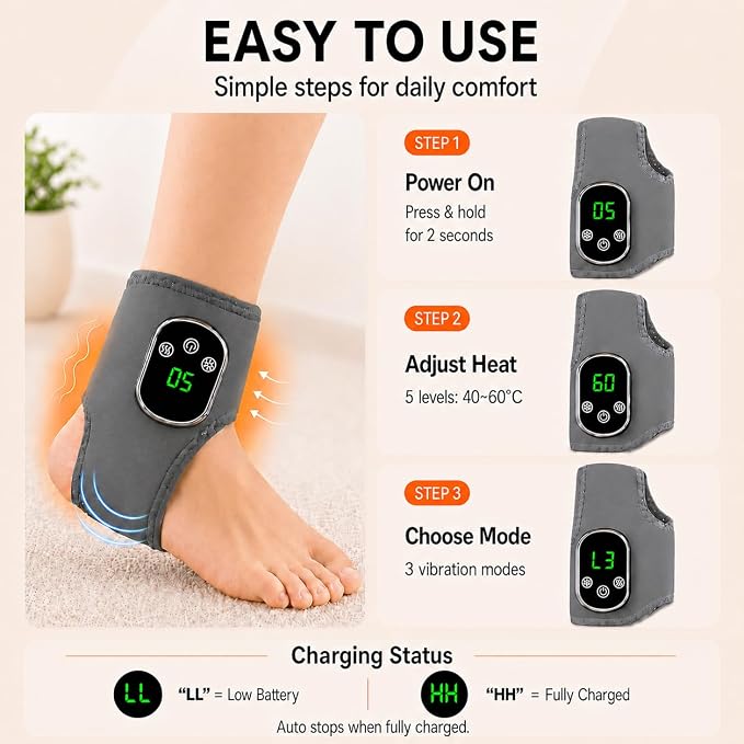 Masajeador eléctrico para tobillos Gouzfca con 3 modos de vibración miniatura 7