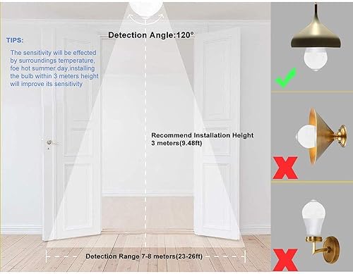 Miniatura 3 de KLED Bombillas con sensor de movimiento, 7 W, 600 lúmenes, bombillas LED inteligentes, PIR integrado, bombilla de noche activada por movimiento,