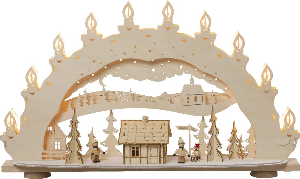 Chandelier lumineux à LED avec maison à fumer décorative de Noël 66 cm