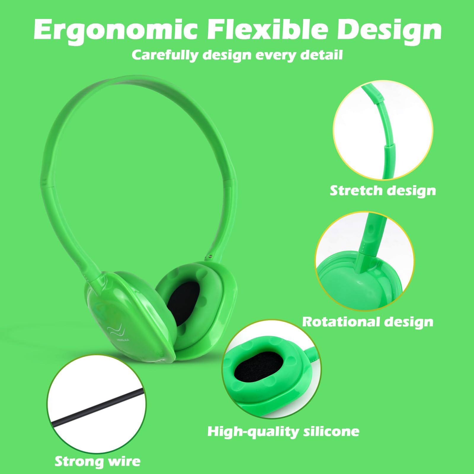 Juego de 20 auriculares para el aula para niños, niñas, adolescentes y adultos (10 colores)