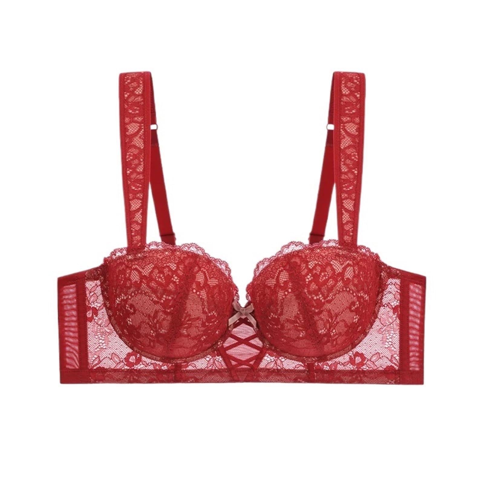 Sujetador de Mujer Sujetador de Encaje Fino for Mujer, Push-up, Ropa Interior pequeña Que Revela el Pecho Grande, Tallas 70-100 BCDE para Diario